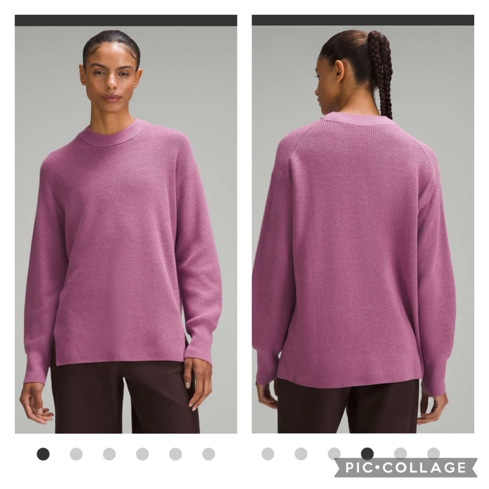 Lululemon Merino Wool-Blend Ribbed Crewneck Sweater, Size 4, color- Velvet Dust,